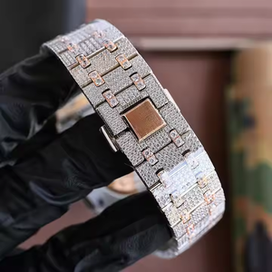 Reloj de Hip Hop con Diamantes Moissanite, Incrustaciones de Diamantes Hechas a Mano, Movimiento de Cuarzo de Acero Inoxidable, Reloj de Hombre con Esfera de Agujas - Product Image 2