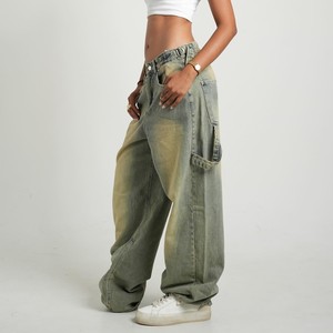 Autumn Winter Summer 100% Premium Quality Straight Style <b>Denim</b> Pant Breathable Embroidered Solid High Street Streetwear - Product Image 4