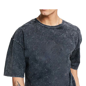 Camiseta personalizada 100% algodón lavado ácido Vintage Mineral cuello redondo diseño de cuello redondo impresión Digital personalizada camisetas de gran tamaño para hombres - Product Image 3