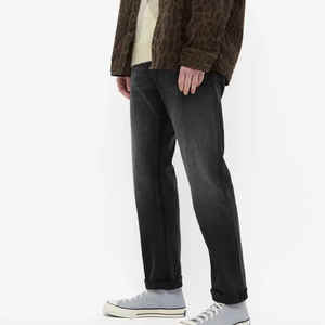 Pantalones de mezclilla lavados de pierna recta personalizados para hombre, ropa informal transpirable de algodón 100%, pantalones vaqueros para hombre - Product Image 6