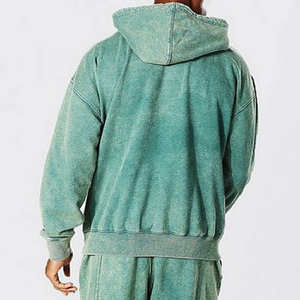 Custom Vintage parche desgastado bordado Tie Dye sudaderas con capucha de gran tamaño French Terry Zip up ácido lavado Sun Faded Hoodie - Product Image 2