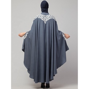Venta al por mayor elegante bordado ropa islámica Jilbab Niqab Burqa Kaftan oración Color sólido largo musulmán Abaya vestido con Hijab - Product Image 5