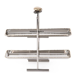 Three Tier Silver Finished Handmade <b>Chocolate</b> Tray <b>Hot</b> Selling Designer Wholesale New Metal <b>Chocolate</b> Platter - Product Image 3