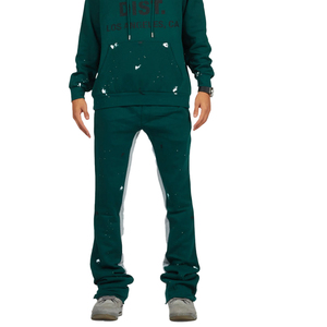 Conjunto de chándal informal de dos piezas para hombre Sudadera con capucha estampada en verde oscuro y pantalones para correr Ropa de calle elegante Traje deportivo - Product Image 2