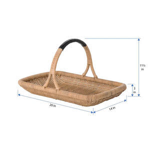 ถาดหวายสานด้วยมือแบบกำหนดเองที่เก็บของแบบธรรมชาติพร้อมที่จับสำหรับผลไม้ห้องครัวและห้องนั่งเล่น - Product Image 2