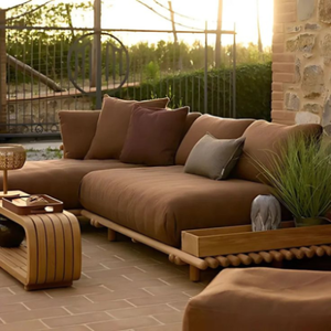 Premium Minimalist L-Shaped <b>Wood</b> <b>Frame</b> <b>Sofa</b> Modern Home Decor with Convertible Feature OEM ODM Vietnam 3-Year Warranty - Product Image 1