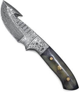 Cuchillo de hoja fija de acero de Damasco de gama alta con Funda de cuero personalizable OEM Envío directo para uso al aire libre Trabajo en madera Venta caliente - Product Image 5