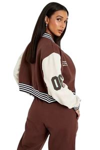 Venta caliente parche bordado contraste Varsity recortado mujeres chándal logotipo personalizado mujeres copped chándales - Product Image 4