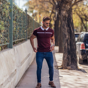 เสื้อโปโลผู้ชายผ้าฝ้าย100% เสื้อกอล์ฟคอกลมเสื้อโปโลทรงสูงใหญ่ดีไซน์เรียบง่ายสำหรับผู้ชาย" - Product Image 1