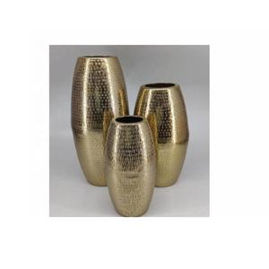 Hammered Pattern Aluminium <b>Vase</b> in Gold Finish Metal Model Table <b>Vase</b> Handmade Decorative Table Flower <b>Vase</b> - Product Image 1