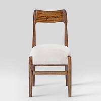 Chaise de salle à manger de luxe nordique moderne avec assise en tissu vintage, structure en bois de teck, pour chambre et extérieur, hauteur réglable, OEM bienvenu