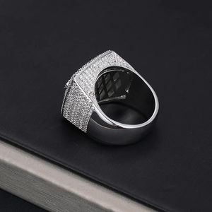 Custom 925 Sterling <b>Silver</b> Prong Setting <b>Mens</b> Luxury Hip Hop Iced Out Round Cut VVS Lab Grown <b>Ring</b> for <b>Men</b> - Product Image 2