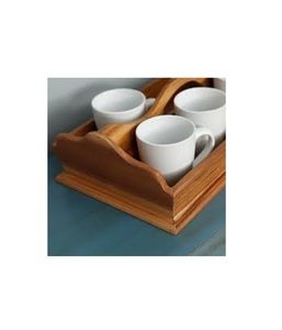 Juego de Bandejas para Tazas de Madera Diseñado para un Uso Elegante en la Cocina con Artesanía Duradera y Superficie Suavemente Pulida - Product Image 1