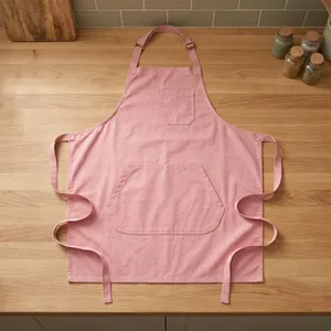 Delantal Clásico Ecológico Rosa con Bolsillos, 100% Lona de Algodón, Lavable a Máquina, para Cocinar y Uso Diario - Product Image 1