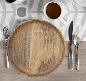 แผ่นไม้ทรงกลมขนาด11นิ้วสำหรับมื้อค่ำจานไม้ธรรมชาติแท่นชาร์จสำหรับวางตรงกลางธรรมชาติ4แพ็ก - Product Image 1