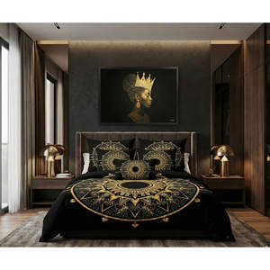 Housse de couette en lin Aurelius Nocturne, literie de luxe brodée et imprimée pour la maison et les hôtels - Disponible en tailles simple, queen, king, double, twin - Product Image 1