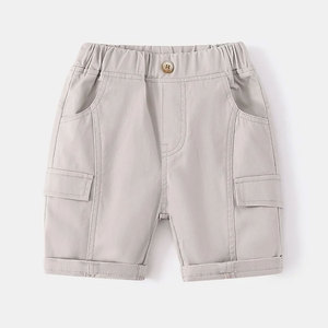 Shorts pour garçons, couleur unie, actif, décontracté, coton, 2-8 ans, automne, kaki, design personnalisé, shorts pour enfants - Product Image 2