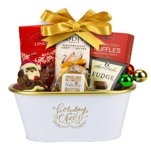 Cesta de Regalo Ovalada de Metal con Acabado Dorado para Fiestas Navideñas, Cesta de Regalo para Chocolates - Product Image 2