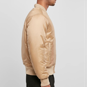 Chaqueta Bomber Clásica de Satén para Hombre con Cuello Alto y Ribete Acanalado, Acabado Brillante para Invierno, Estilo Urbano - Product Image 5
