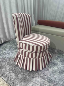 Kursi Makan pelapis kain Modern <span class=keywords><strong>Vintage</strong></span> ruang tamu Perancis bulat belakang kursi mudah sesekali kursi Sofa kain diisi - Product Image 6