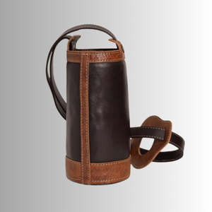 Bolsa de vino de cuero de una sola botella de primera calidad Portavasos de vino de cuero genuino elegante con asa Ideal para regalar viajes y almacenamiento - Product Image 4