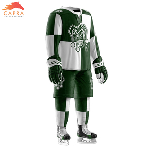 ชุดยูนิฟอร์มฮอกกี้น้ำแข็ง CAPRA OEM คุณภาพสูง ผลิตจากโพลีเอสเตอร์ 100% ปรับแต่งได้ พร้อมบริการพิมพ์ลายแบบ Heat-Transfer  สามารถเลือกชื่อทีม สี และขนาดได้ - Product Image 3