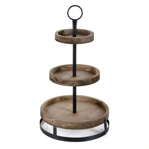 Soporte de madera de 3 niveles para exhibición de pasteles, nuevo diseño de tendencia, mesa de Hotel de lujo, decoración hecha a mano, soporte para servidor de pasteles, soporte para pasteles - Product Image 1