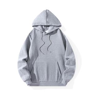 Sweat à capuche unisexe uni brodé sur le devant, tissu jersey 100% coton, 250g, col en V, poches, respirant, vêtement décontracté d'hiver - Product Image 2