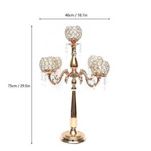 "Élégant bougeoir en cristal à 3 bras avec finition dorée au design époustouflant pour les mariages ou la décoration intérieure de luxe" - Product Image 3