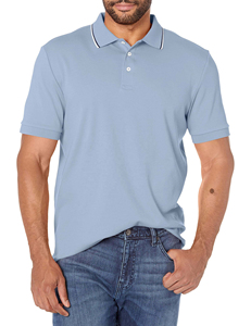 Chemise décontractée pour homme à col respirant, tricotée, teinte en pièce, séchage rapide, manches courtes, 100 % coton - Product Image 5