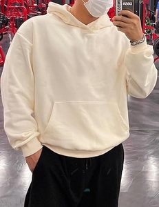 Custom Heavy Hoodie <b>Men's</b> Winter Street Wear Wide Shoulder Hoodie Solid Color Cotton Sports Hoodie - Product Image 4