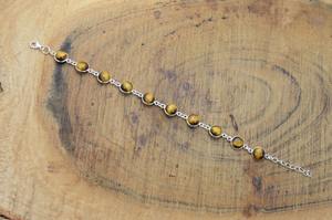 Pulsera de piedras preciosas de ojo de tigre de Plata de Ley 925 estilo bohemio, pulsera de plata hecha a mano, joyería para mujer, regalo de boda para - Product Image 2