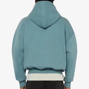Sweat-shirts pour hommes en molleton français lourd 400 g/m², à double fermeture éclair, à épaules tombantes, avec fermeture éclair métallique double, vierges - Product Image 4