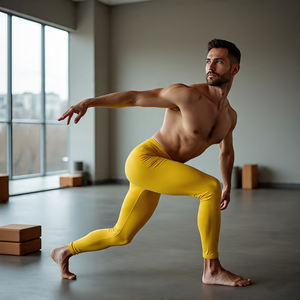 กางเกงเลกกิ้งเอวยางยืดผ้าโพลีเอสเตอร์สำหรับผู้ชายกางเกงวิ่งออกกำลังกายเล่นโยคะเล่นฟิตเนสกำหนดได้เอง100% - Product Image 2