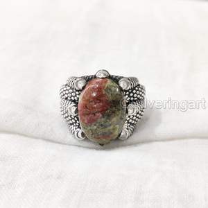 Anillo para hombre al por mayor, unakita natural, jaspe, piedra preciosa, anillo de todos los tamaños, joyería de Navidad otomana, anillo de Plata de Ley 925 - Product Image 4