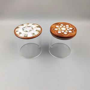 Caja de dulces de acrílico transparente artesanal con tapa de incrustaciones de concha elegante diseño árabe Premium para Ramadán, regalo festivo de boda - Product Image 3