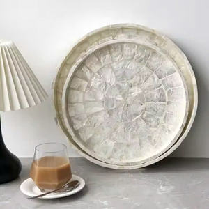 Bandeja de servicio de laca moderna, bandejas naturales redondas con incrustaciones de hueso de nácar, precio competitivo de Vietnam - Product Image 2