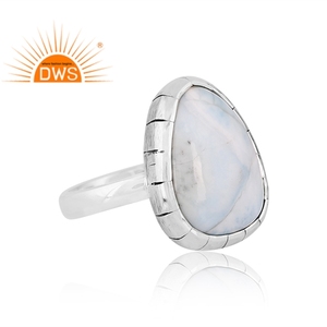 Mejor Venta de plata esterlina oxidada Natural Larimar piedra preciosa anillo apilable fabricante de joyería personalizada - Product Image 3