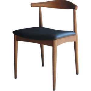 Silla de comedor con codo de madera de estilo contemporáneo, PU asiento tapizado de cuero, madera maciza para el hogar, oficina, sala de estar, uso en restaurante - Product Image 4