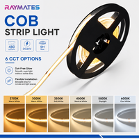 RAYMATES 24V 480leds/m Lampu Strip Fleksibel COB Densitas Tinggi 3500K CRI90 Lampu Strip LED COB untuk Dekorasi Interior Plafon