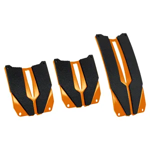 Aluminum Alloy Pedals Cover Car Foot Rest V-Tread Pedal Pads With Black Rubber Inserts