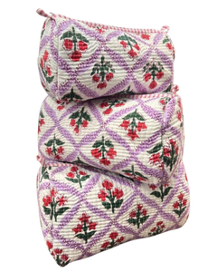 Eco-Friendly Reusable Cotton <b>Quilted</b> Cosmetic Travel Pouch with Zipper | Designer Export Supply - Product Image 2
