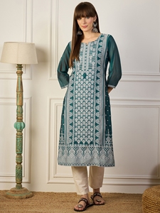 Women's Cotton Silk Straight <b>Kurti</b> - Product Image 2