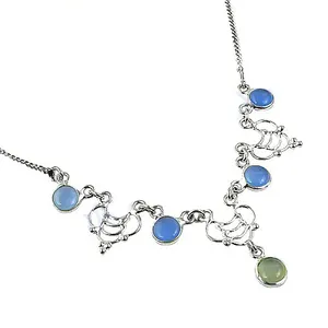 Collar de Moda de Plata 925 con Gema de Calcedonia para Mujer - Product Image 1