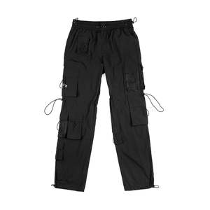 Pantalones Cargo Clásicos de Nailon con Ajuste de Cordón en Rodilla y Cintura, Sensación Relajada, Pantalones Cargo de Estilo Urbano con Múltiples Bolsillos - Product Image 1