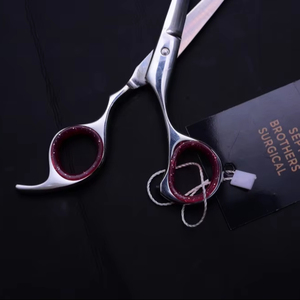 Professional Hair Cutting Scissors Stainless Steel Barber <b>Shears</b> with Red Finger Rings - Product Image 4