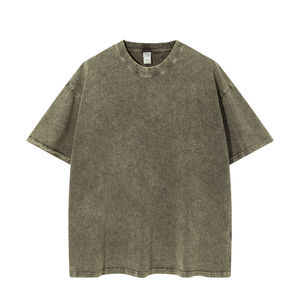 2024 gros Hip Hop 220 Gsm coton t-shirt lavé à l'acide pour hommes 100% coton T-shirt pour hommes coupe ample imprimé - Product Image 1