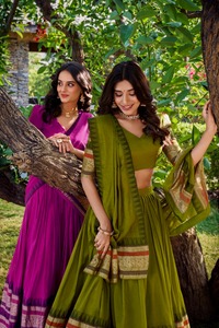 Beautiful Pure Chanderi Lehenga Choli with Plain Zari Weaving Work Border Perfect for Weddings Festival Traditional Celebrations - Product Image 5