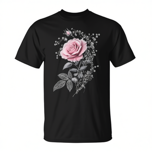 Camiseta promocional Botanist Garden Pink Rose Flower con hermoso diseño floral - Product Image 2