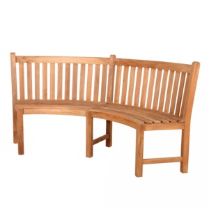 Elegante Banco de Patio Curvo de Teca, Sin Brazos, Madera Sólida, Asiento Cómodo para 2 Personas, Moderno, de Lujo, para Exteriores y Hoteles - Product Image 1